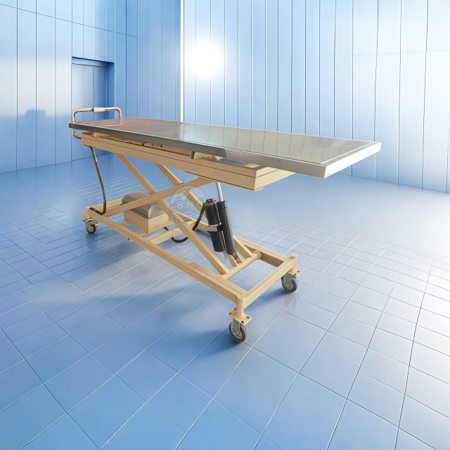 Electric Hydraulic Lift Tilting Platform Cart for Body Transfer for Cremation Process